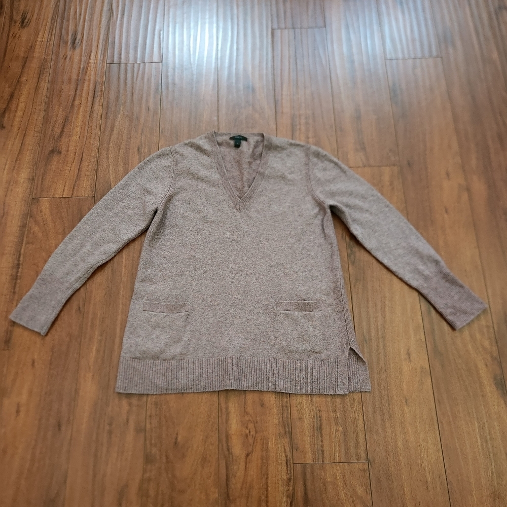 J.CREW ALPACA/WOOL BLEND V-CUT SWEATER WITH DOUBLE FRONT POCKETS